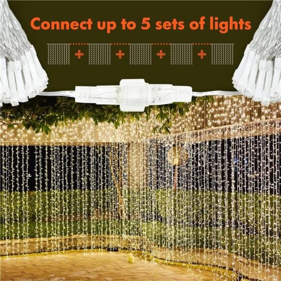 300 LED Window Curtain String Light Wedding Party Home Garden Bedroom Outdoor - Picture 2 of 7